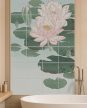 Tile mural with water lilies and lily pads in Japanese style